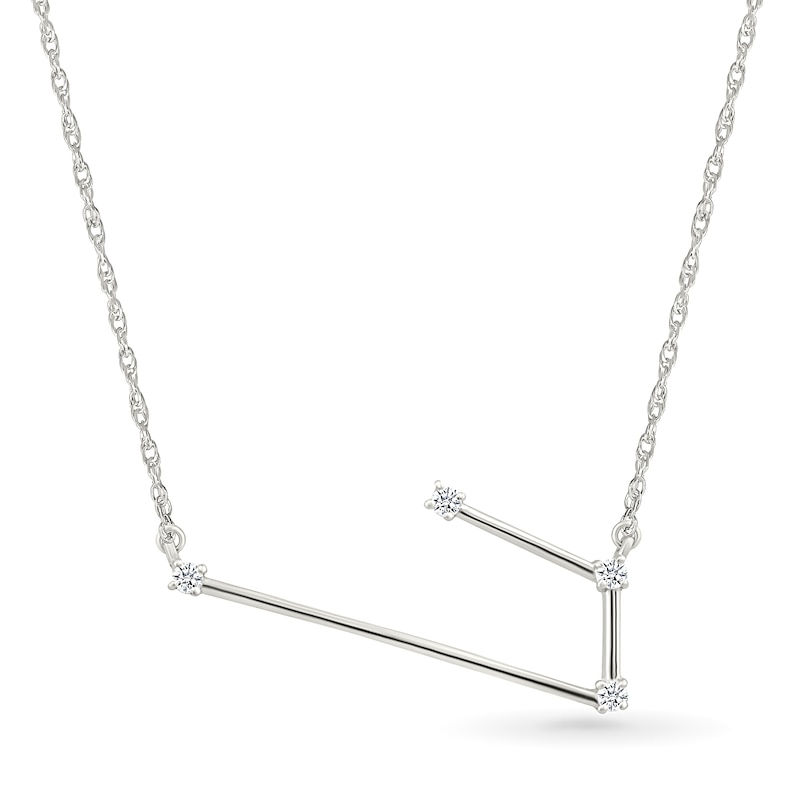 Main Image 1 of 0.04 CT. T.W. Diamond Aries Constellation Necklace in Sterling Silver