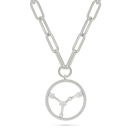 0.065 CT. T.W. Diamond Cancer Constellation Open Circle Frame Necklace in Sterling Silver