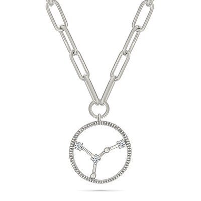 0.065 CT. T.W. Diamond Cancer Constellation Open Circle Frame Necklace in Sterling Silver