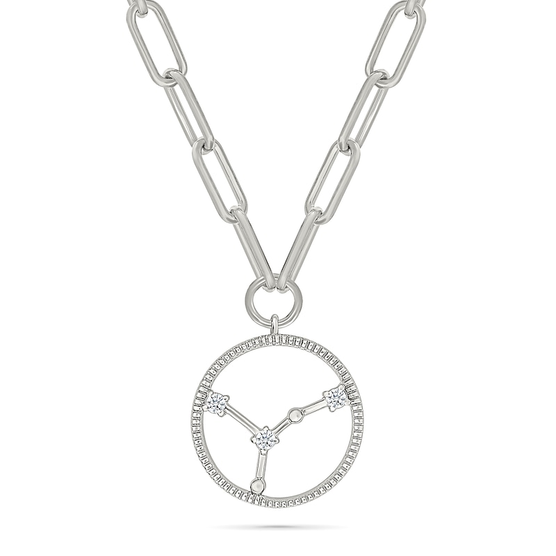 0.065 CT. T.W. Diamond Cancer Constellation Open Circle Frame Necklace in Sterling Silver