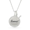 0.085 CT. T.W. Diamond Frame "Taurus" Disc Pendant with Zodiac Sign Charm in Sterling Silver