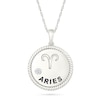 0.04 CT. Diamond Solitaire Aries Zodiac Sign Rope Frame Disc Pendant in Sterling Silver