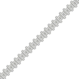 1.95 CT. T.W. Diamond Bubble Multi-Row Bracelet in 10K White Gold - 7.25”