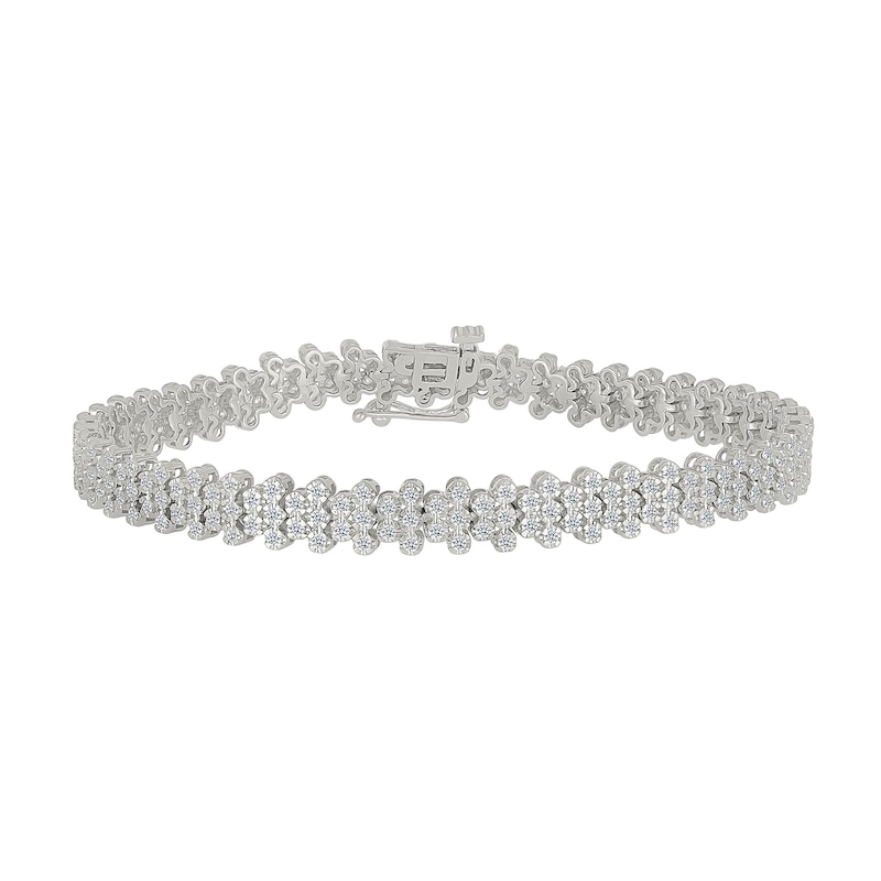 1.95 CT. T.W. Diamond Bubble Multi-Row Bracelet in 10K White Gold - 7.25”