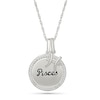 0.085 CT. T.W. Diamond Frame "Pisces" Disc Pendant with Zodiac Sign Charm in Sterling Silver