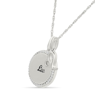 0.085 CT. T.W. Diamond Frame "Leo" Disc Pendant with Zodiac Sign Charm in Sterling Silver