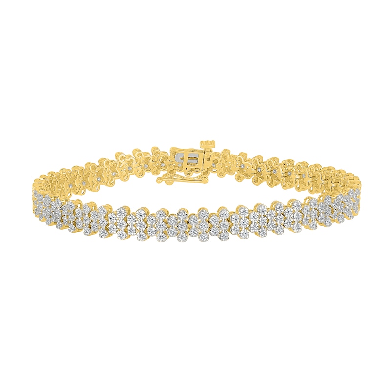 1.95 CT. T.W. Diamond Bubble Multi-Row Bracelet in 10K Gold - 7.25”