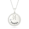 Thumbnail Image 1 of 0.04 CT. Diamond Solitaire Pisces Zodiac Sign Rope Frame Disc Pendant in Sterling Silver