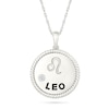 Thumbnail Image 0 of 0.04 CT. Diamond Solitaire Leo Zodiac Sign Rope Frame Disc Pendant in Sterling Silver