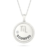 Thumbnail Image 0 of 0.04 CT. Diamond Solitaire Scorpio Zodiac Sign Rope Frame Disc Pendant in Sterling Silver