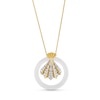 Thumbnail Image 0 of White Jade and 0.40 CT. T.W. Diamond Circle Fan Pendant in 14K Gold