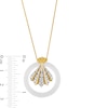 White Jade and 0.40 CT. T.W. Diamond Circle Fan Pendant in 14K Gold