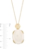 Oval White Jade Cabochon Chinese “Happy” Pendant in 14K Gold