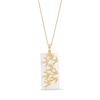 Rectangle White Jade with Birds in Flight Drop Pendant in 14K Gold