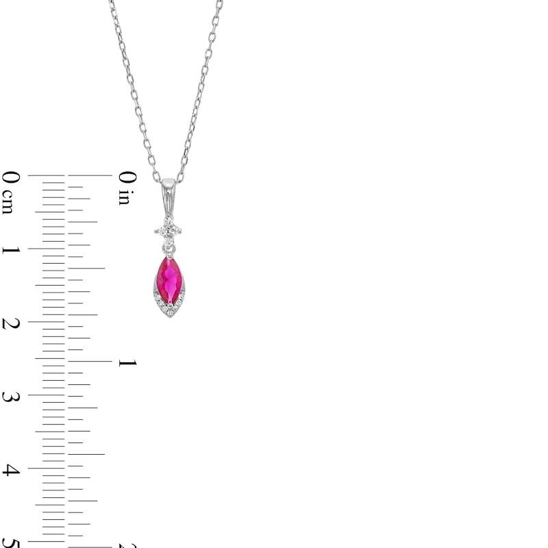 Marquise Lab-Created Ruby and White Lab-Created Sapphire Pendant and Drop Earrings Set in Sterling Silver