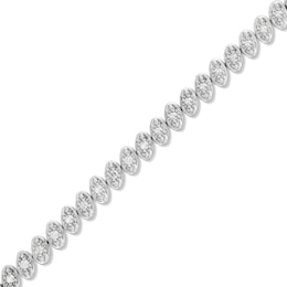 1.00 CT. T.W. Diamond Oval Link Bracelet in Sterling Silver - 7.25”