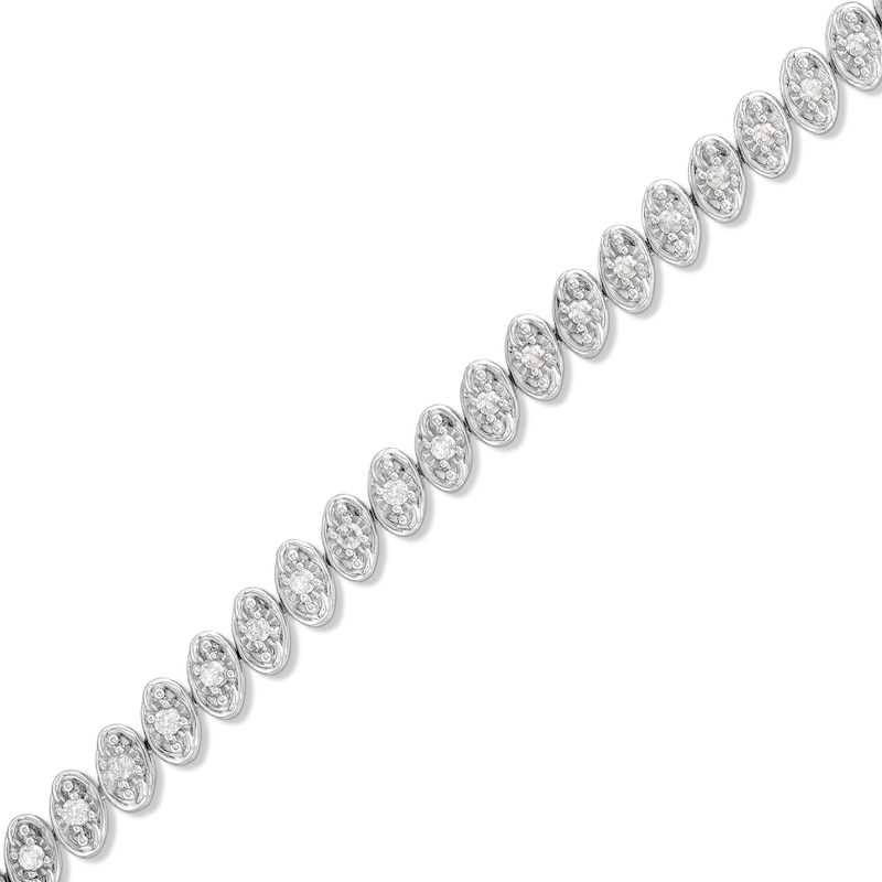 1.00 CT. T.W. Diamond Oval Link Bracelet in Sterling Silver - 7.25”|Peoples Jewellers