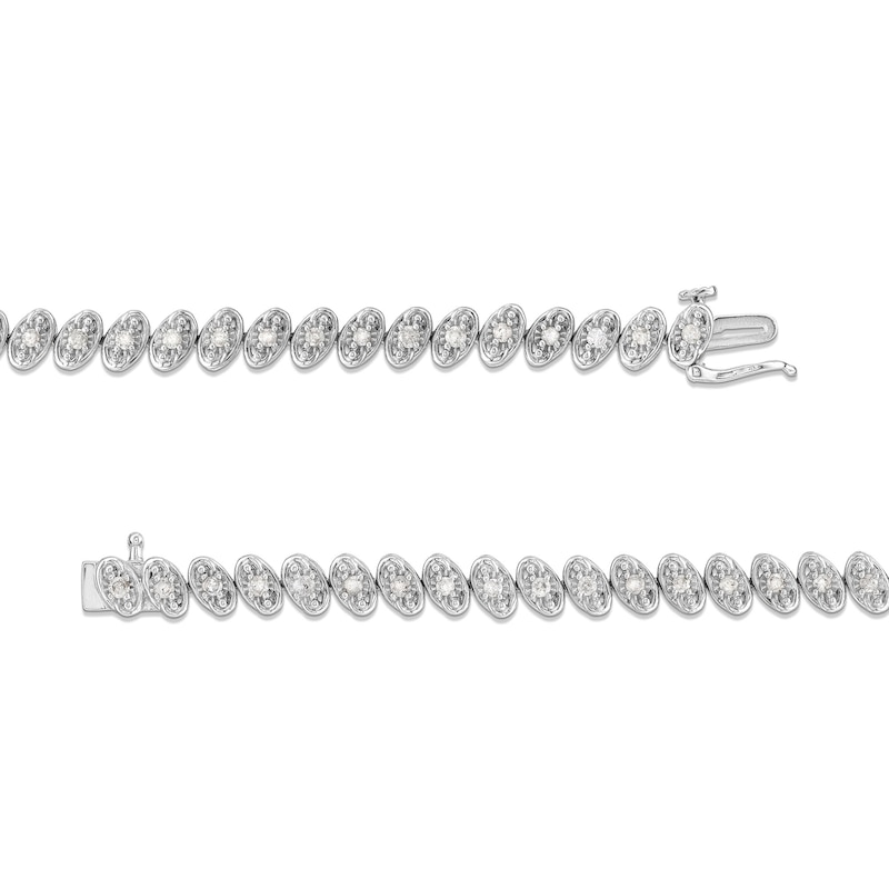 1.00 CT. T.W. Diamond Oval Link Bracelet in Sterling Silver - 7.25”|Peoples Jewellers