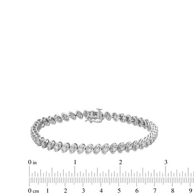 1.00 CT. T.W. Diamond Oval Link Bracelet in Sterling Silver - 7.25”