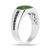 Thumbnail Image 2 of Emerald-Cut Jade and Black Sapphire Signet Ring in Sterling Silver and 10K Gold