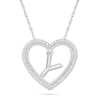 Thumbnail Image 0 of 0.085 CT. T.W. Diamond "Y" Initial Dangle Heart Necklace in Sterling Silver