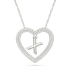 0.085 CT. T.W. Diamond "X" Initial Dangle Heart Necklace in Sterling Silver