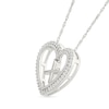 Thumbnail Image 1 of 0.085 CT. T.W. Diamond "X" Initial Dangle Heart Necklace in Sterling Silver