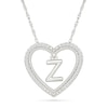 Thumbnail Image 0 of 0.085 CT. T.W. Diamond "Z" Initial Dangle Heart Necklace in Sterling Silver