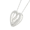 Thumbnail Image 1 of 0.085 CT. T.W. Diamond "U" Initial Dangle Heart Necklace in Sterling Silver