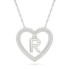 Thumbnail Image 0 of 0.085 CT. T.W. Diamond "R" Initial Dangle Heart Necklace in Sterling Silver