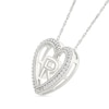 Thumbnail Image 1 of 0.085 CT. T.W. Diamond "R" Initial Dangle Heart Necklace in Sterling Silver