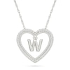 Thumbnail Image 0 of 0.085 CT. T.W. Diamond "W" Initial Dangle Heart Necklace in Sterling Silver