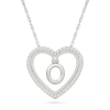 Thumbnail Image 0 of 0.085 CT. T.W. Diamond "O" Initial Dangle Heart Necklace in Sterling Silver