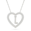 Thumbnail Image 0 of 0.085 CT. T.W. Diamond "L" Initial Dangle Heart Necklace in Sterling Silver