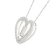 Thumbnail Image 1 of 0.085 CT. T.W. Diamond "L" Initial Dangle Heart Necklace in Sterling Silver