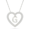 Thumbnail Image 0 of 0.085 CT. T.W. Diamond "G" Initial Dangle Heart Necklace in Sterling Silver