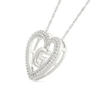 Thumbnail Image 1 of 0.085 CT. T.W. Diamond "G" Initial Dangle Heart Necklace in Sterling Silver