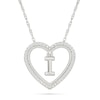 0.085 CT. T.W. Diamond "I" Initial Dangle Heart Necklace in Sterling Silver