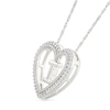 Thumbnail Image 1 of 0.085 CT. T.W. Diamond "I" Initial Dangle Heart Necklace in Sterling Silver