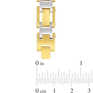 Hammered I-Link Bracelet in Solid Stainless Steel and Yellow Ion Plate - 8.5”