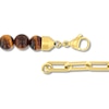 Thumbnail Image 2 of Tiger’s Eye Bead and Paper Clip Chain Necklace in Stainless Steel with Yellow Ion Plate - 22”