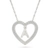 Thumbnail Image 0 of 0.085 CT. T.W. Diamond "A" Initial Dangle Heart Necklace in Sterling Silver