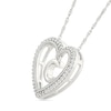 Thumbnail Image 1 of 0.085 CT. T.W. Diamond "C" Initial Dangle Heart Necklace in Sterling Silver