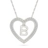 Thumbnail Image 1 of 0.085 CT. T.W. Diamond &quot;B&quot; Initial Dangle Heart Necklace in Sterling Silver