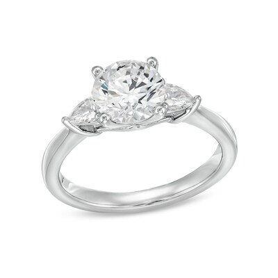 1.80 CT. T.W. Pear-Shaped and Round Certified Lab-Created Diamond Three Stone Engagement Ring in 14K White Gold (F/SI2)