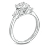 1.80 CT. T.W. Pear-Shaped and Round Certified Lab-Created Diamond Three Stone Engagement Ring in 14K White Gold (F/SI2)