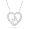 Thumbnail Image 1 of 0.085 CT. T.W. Diamond &quot;M&quot; Initial Dangle Heart Necklace in Sterling Silver