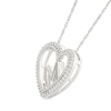 Thumbnail Image 2 of 0.085 CT. T.W. Diamond &quot;M&quot; Initial Dangle Heart Necklace in Sterling Silver