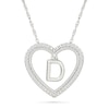 Thumbnail Image 1 of 0.085 CT. T.W. Diamond &quot;D&quot; Initial Dangle Heart Necklace in Sterling Silver