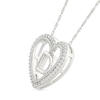 Thumbnail Image 2 of 0.085 CT. T.W. Diamond &quot;D&quot; Initial Dangle Heart Necklace in Sterling Silver